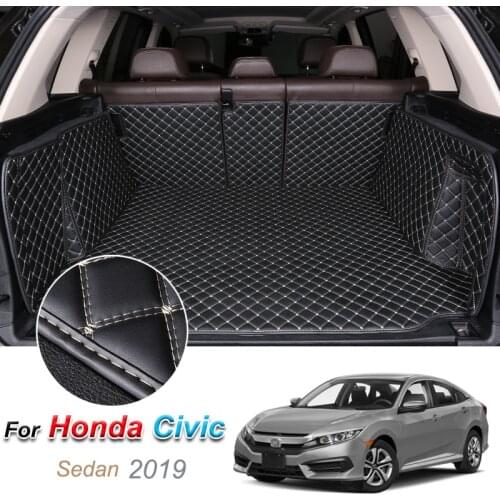 Custom Leather Car Trunk Mats for Honda Civic Sedan 2019 Rear Trunk Floor Mat Tray Carpet Cargo Liner Car Accessories