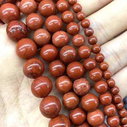 Natural Red Stone Jaspers Round Spacer Beads For Jewelry Making DIY Bracelets Necklace Accessories Material 2 3 4 6 8 10mm
