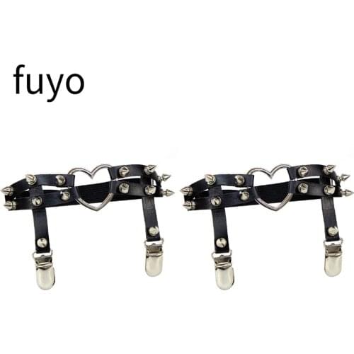 Sexy Leg Ring Garter Elasticity Heart Faux Leather Harness Tight Suspender Punk Strap Belts Bondage Gothic Fashion New 2021