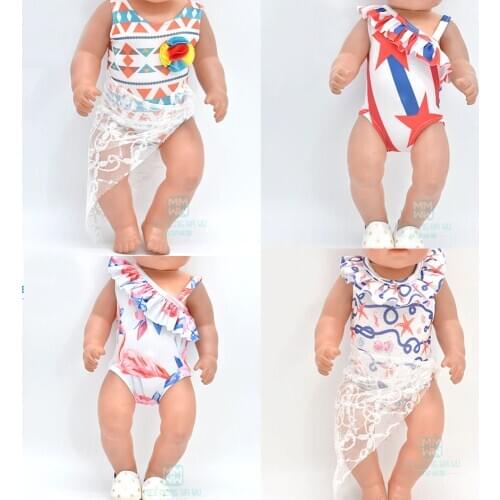 Doll Clothes for 43cm baby new born doll accessories and American doll Sling swimsuit, bikini, shoes