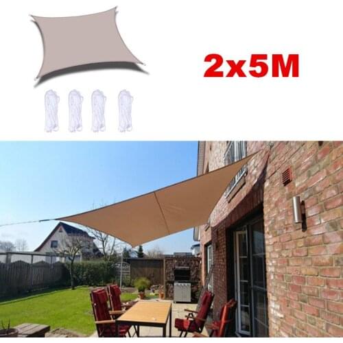 2x5M Summer Outdoor Waterproof and UV Shade Sail Oxford Cloth Rectangle Shade Canvas Garden Terrace Canopy Camping Sun Shelter