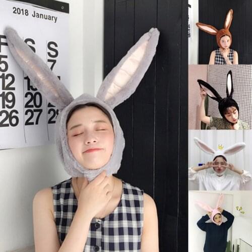 Halloween Cute Plush Rabbit Hat Long Bunny Ears Hood Earflap Headgear Cap Head Warmer Cosplay Costume Party Photo Props