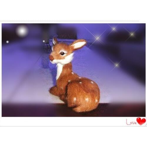 Simulation cute lying sika deer 13x8x13cm toy model polyethylene&furs deer model home decoration props ,model gift d229