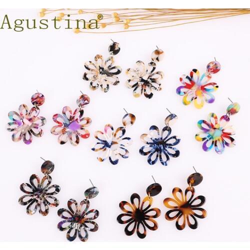 Fashion Acrylic Earrings For Women boho flower Drop Earrings Resin small vintage korean Geometric Statement Jewelry accessories