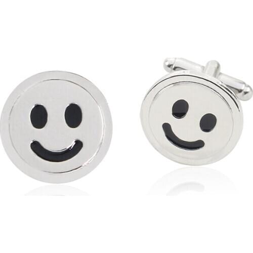 Fashion French Cufflinks Simple Round Smiley Cufflinks Mens Charm Jewelry Gifts High Quality Alloy Mens Jewelry