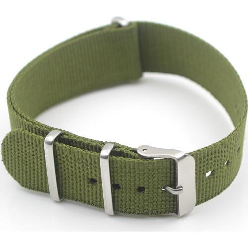 Fashion Cool Black & Army Green Dark Blue 20mm Fabric Nylon Canvas Watch Strap Band With 4 Rings For Sport Watches Men Women