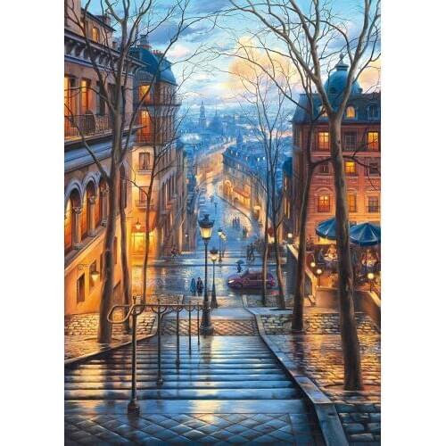 14/16/18/27/28 Scenic Street stairs city Arts Needlework 14CT Canvas Unprinted Handmade Embroidery DMC Cross Stitch Kits Set