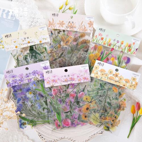 Flower Series Stickers Decor Scrapbooking Styling Bullet Journal Toy Deco Album DIY Stationery Stickers 6 Designs Lovely Weekend