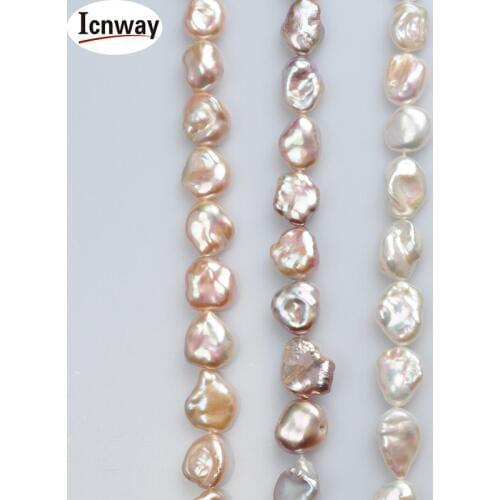FreeShipping Natural AAA white pink lavender reborn keshi Freshwater Pearl 12-15mm 15inches DIY necklace bracelet Wholesale