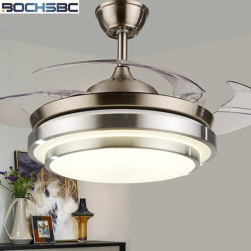 BOCHSBC Invisible Ceiling Fan Light Plastic Fan Lamp For Living Room Dining Room Bedroom Study Room Simple Modern LED Fan Lights