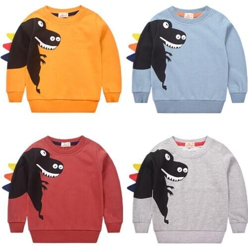 New 2020 Children Sweatshirt Boys Kids Cartoon Dinosaur Print Cotton Pullover Tops Baby Boys Autumn Winter Hoodies Clothing