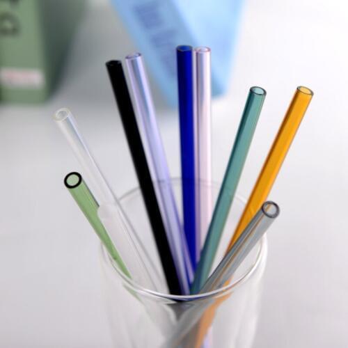 New Arrive Colored Borosilicate Cocktail Glass Straws 7 Inch 8mm strait drinking straw for party