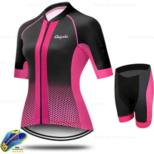 Raudax Cycling Clothing Summer Short Sleeve Jersey Set Women MTB Cycling Kit Vintage Pattern Breathable 2021 Road Bike Clothes