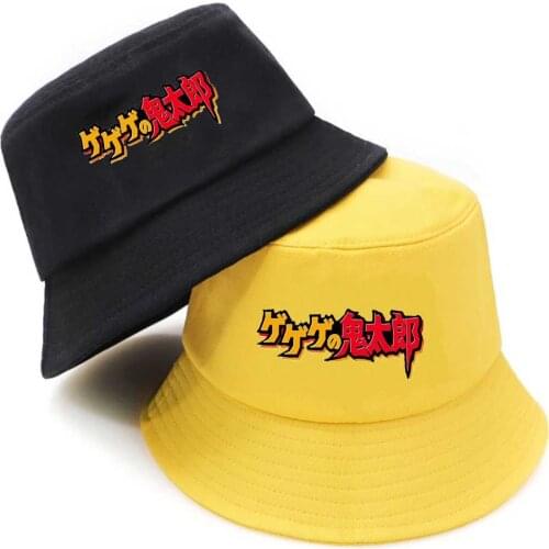 Anime GeGeGe no Kitaro Bucket Hat teenager Outdoor Fisherman Hats Summer Hip Hop Cap unisex Streetwear bucket caps