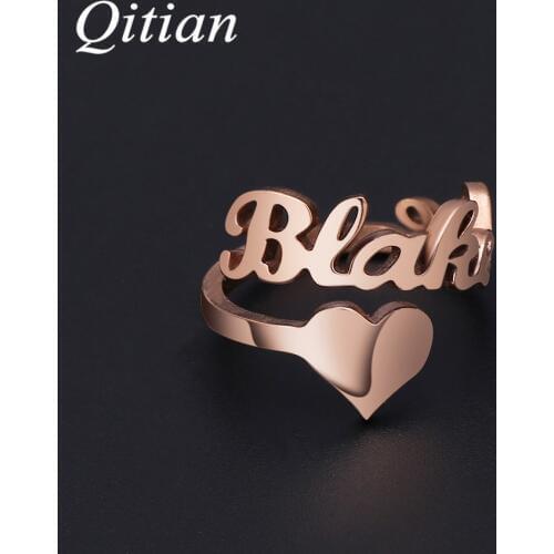Personalized Name Rings Gold Color Date Numbers Heart Sprial Ring For Women High Quality Stainless Steel Men Jewelry Not Fade