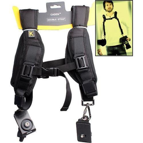 Black Soft Padded Nylon Quick Double Shoulders DSLR Camera Sling Neck Shoulder Belt Strap for All SLR DSLR Cameras