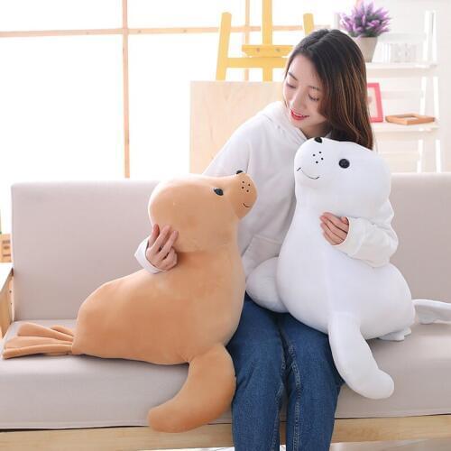 Pop Cute Sea Animal Sea Lion Plush Toy Big Stuffed Gentle Cartoon Doll Pillow for Baby Gift Decoration 24inch 60cm