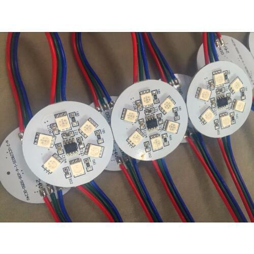 20pcs pre-soldered DC24V UCS2903 LED pixe PCBA;DC24V input;6pcs 5050 SMD RGB LED,1.44W;36mm diameter
