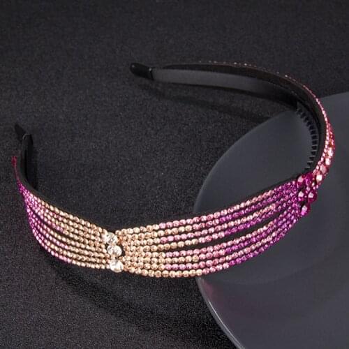 Simple Rhinestone Waves Head Wear Luxury Headband for Women Rhinestone Non-slip Border Girl Hairpin Fancy Hair Accessories Gift