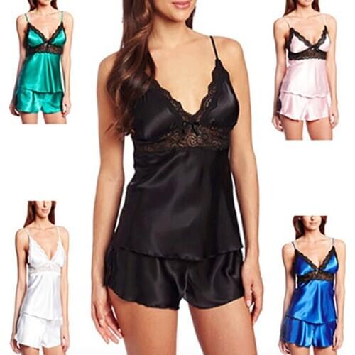 Plus Size Sexy Lace Sleepwear Temptation V Neck Underwear Nightdress Sexy Lace V-neck Sling Nightdress пижама женская new Loose