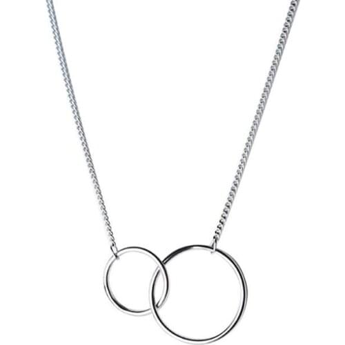925 Sterling Silver Exquisite Double Circle Clavicle Chain Necklace Party Charm Jewelry For Christmas Gifts S-N191