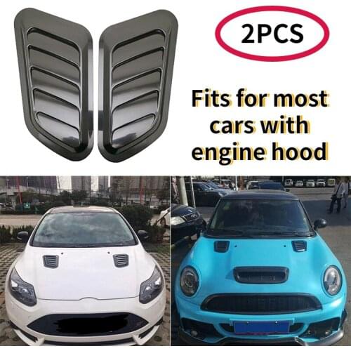 2PCS Universal Car Decorative Air Flow Intake Scoop Turbo Bonnet Vent Cover Hood Fender Car Accessories