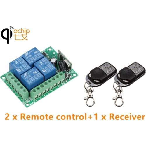 QIACHIP 433 Mhz Universal Wireless 4 CH Remote Control Switch and 433Mhz DC 12V 2CH Relay Receivers Module For Gate Garage Door