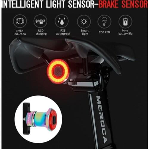Bike Rear Light Bicycle Lamp Intelligent Sensor Brake Light USB Rechargeable Cycling Back Light High Visibility Bike Accessories