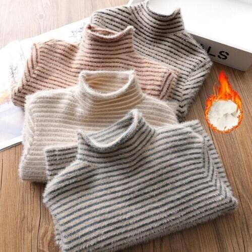 2020 Spring Autumn Baby Girls Boys Turtleneck Sweater Colthes Children Fashion Clothing Pullover Knit Striped Kids Sweaters W534