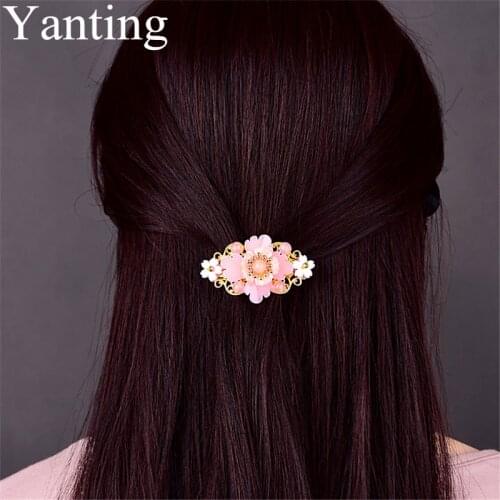 Yanting Sweet Pink Color Flower Hair Clip Accessories For Women Fashion Head Jewelry Hair Jewelry Decoration Head Ornament 0137