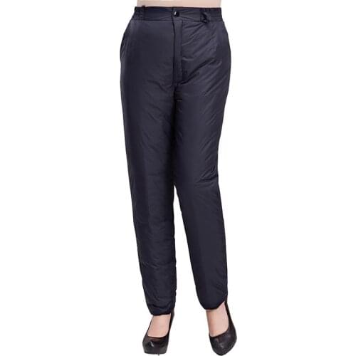 Ladies Elderly Down Pants Thick Warm Plus Size Elastic High-waist Trousers Fat Mother Cotton Trousers Female Winter Pants OK994