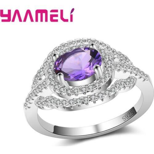 Wedding Crystal 925 Sterling Silver Color Rings Engagement Cubic Zircon Ring Fashion New Brand Bijoux For Women Jewelry