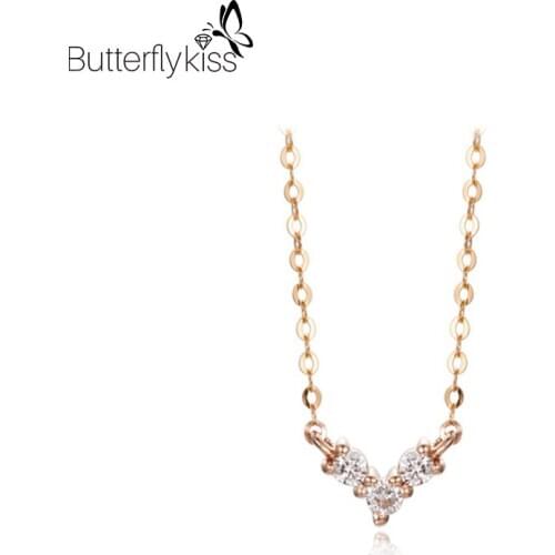 BK Genuine Gold 585 Necklace With 18K Rose Gold Diamond Luxury Fashion Jewelry Pendant Necklace For Women Length 45cm