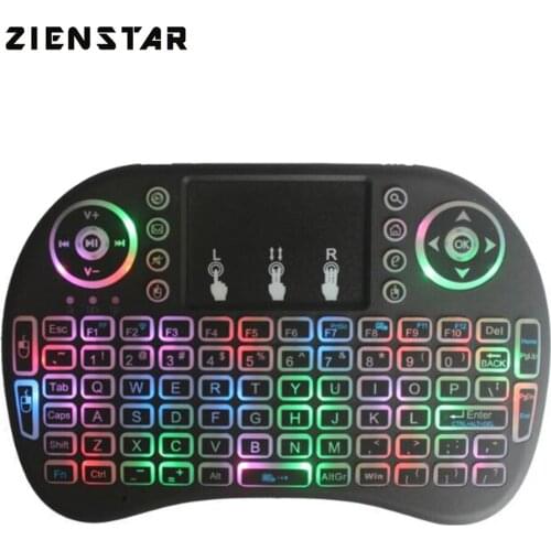 Zienstar Wireless English Letter Air Fly Mouse Keyboard with 3 Colors Backlit for TV Box, Smart TV,Rechargable Lithium battery
