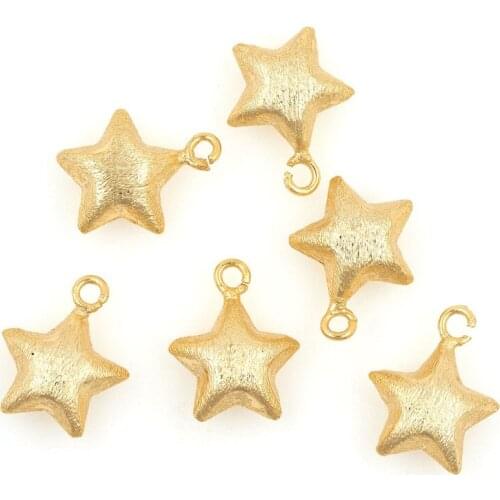 Golden Round Star Exquisite Five-Pointed Star Necklace Polished Gold-Plated Pendant DIY Jewelry Making Accessories 15x12.3x5.7mm