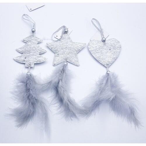 1/3PCS Christmas Ornaments Five-pointed Star Love Feather Pendant Christmas Tree Pendant Hanging Home Ornament Christmas Gifts
