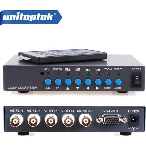 4CH Color Video Digital Color Quad Splitter Processor VGA-OUT For CCTV Security System With BNC Switcher Splitter