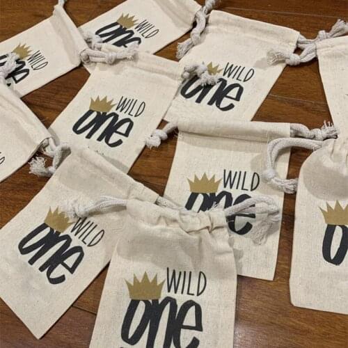 5pcs Princess Prince jungle rustic Wild one candy gift bags boy girl first 1st birthday party Dessert Table decoration favors