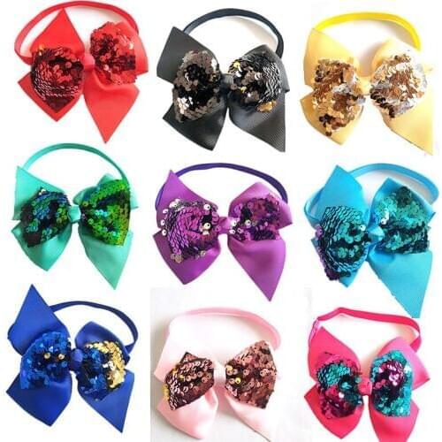 50pcs Pet Dog Bow Tie Adjustable Sequins Middle Large Dog Bow Tie Collar Pet Dog Grooming Acessories