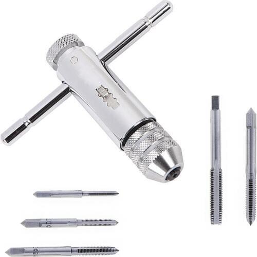 6pcs/lot Adjustable Multifunction Tap & Die T-type Screw Thread Taps Reamer with M3 / M4 / M5 / M6 / M8 45# Steel Taps