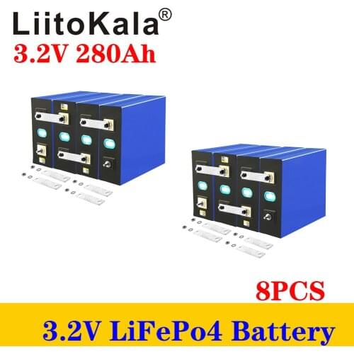 8pcs LiitoKala 3.2v 280ah Lifepo4 Rechargeable Battery Lithium Iron Phosphate Solar Cell 12v 24v 280ah Grade A Lifepo4 Cell Tax