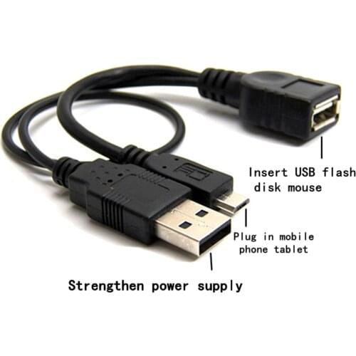 90 Grad Abgewinkelt Micro USB Stecker Auf USB Usb-buchse Host-otg Kabel mit USB Power Enhancer Hub Adapter Y Splitter