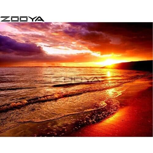 Diamond Painting Cross-Stitch Kits 5d Diamond Embroidery Home Decor Mosaic Seaside Sunset Rhinestone Painting Needlework R1492