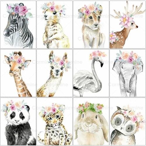 Cartoon Flowers Panda DIY Diamond Paintings Full Square Diamond Embroidery Animals Rhinestone Mosaic Cross Stitch Decor For Home