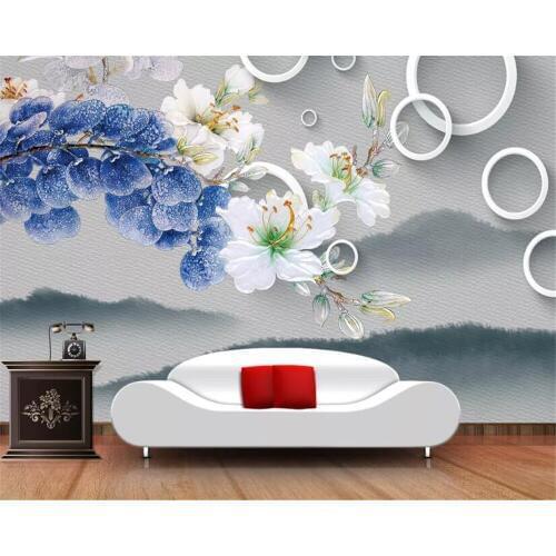 Beibehang Custom wallpapers, interior decoration, murals, birds, flowers, lilies, imitation, color carving, TV background wall