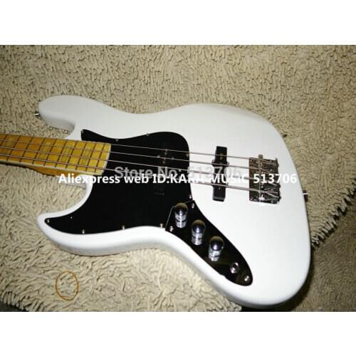 Left Handed White 4 Strings Electric Bass Maple Fingerboard Wholesale Guitars Free Shipping