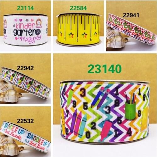 Free shipping 50 yard back to school printed grosgrain ribbon 22532