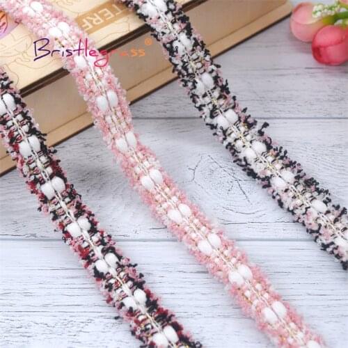 BRISTLEGRASS 1 Yard 5/8" 15mm Glitter Tweed Braided Crochet Lace Trims Macrame Chic Ribbon Hair Clip Headband Dress Sewing Craft