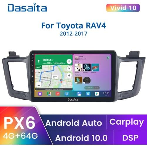 Dasaita 10.2" IPS 1 Din Android 10.0 Multimedia Car Radio for Toyota RAV4 2014 2015 2016 USB 4GB RAM MAX10 GPS Bluetooth