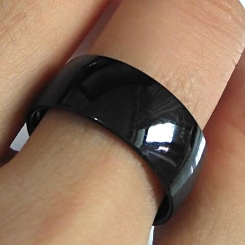 50pcs Band 8MM Mens Womens BLACK arc Plain Inside COMFORT-FIT Stainless Steel Rings Fine Polished Surface Classic Jewelry lot